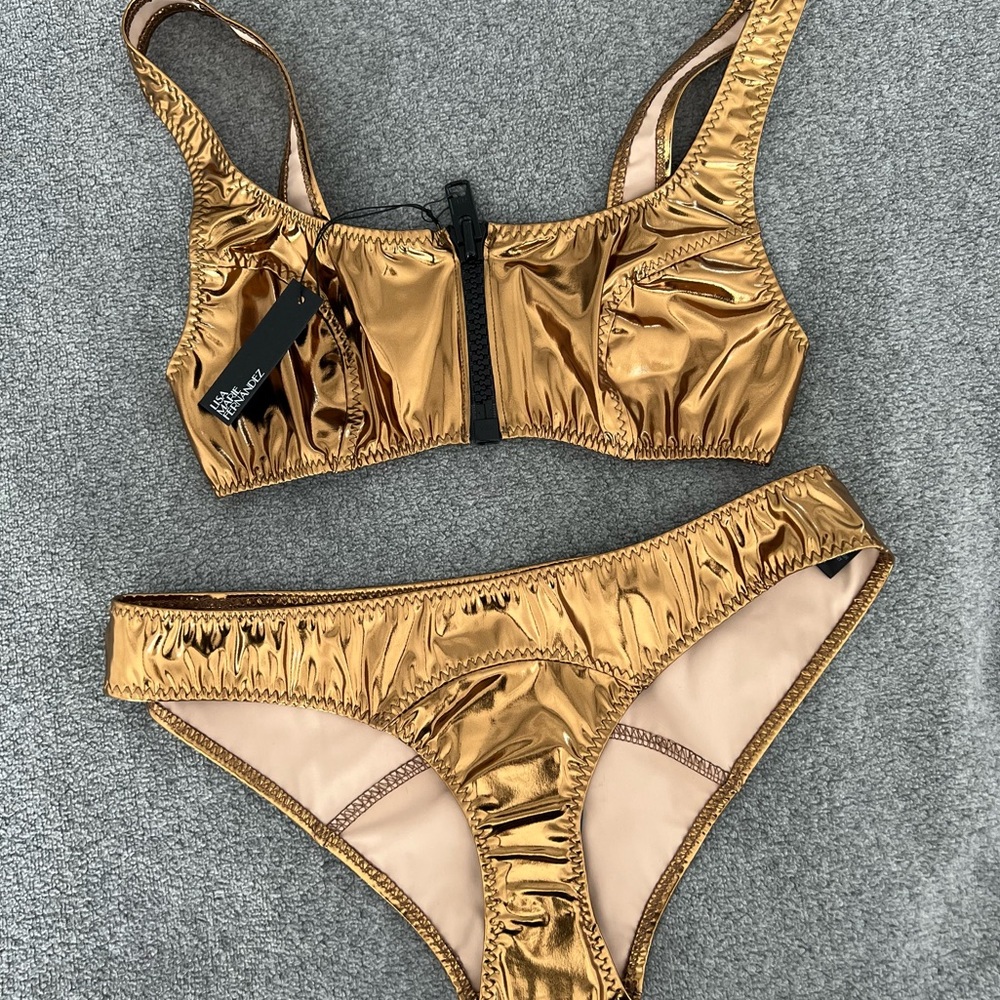 Women’s Lisa Marie Fernandez Copper/Gold Bikini Set